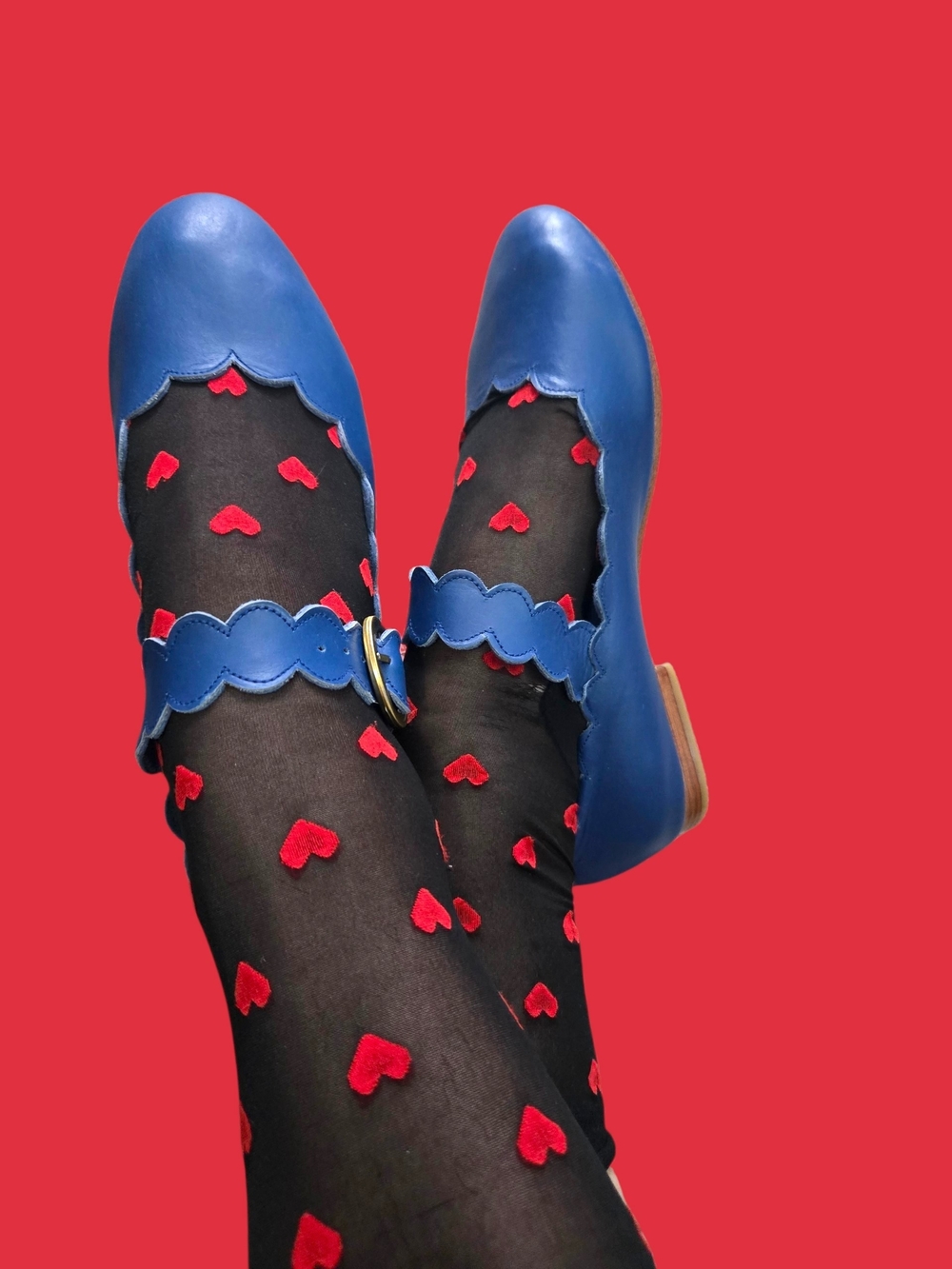 Blue Scallop Mary Jane Flats - Women Accessories